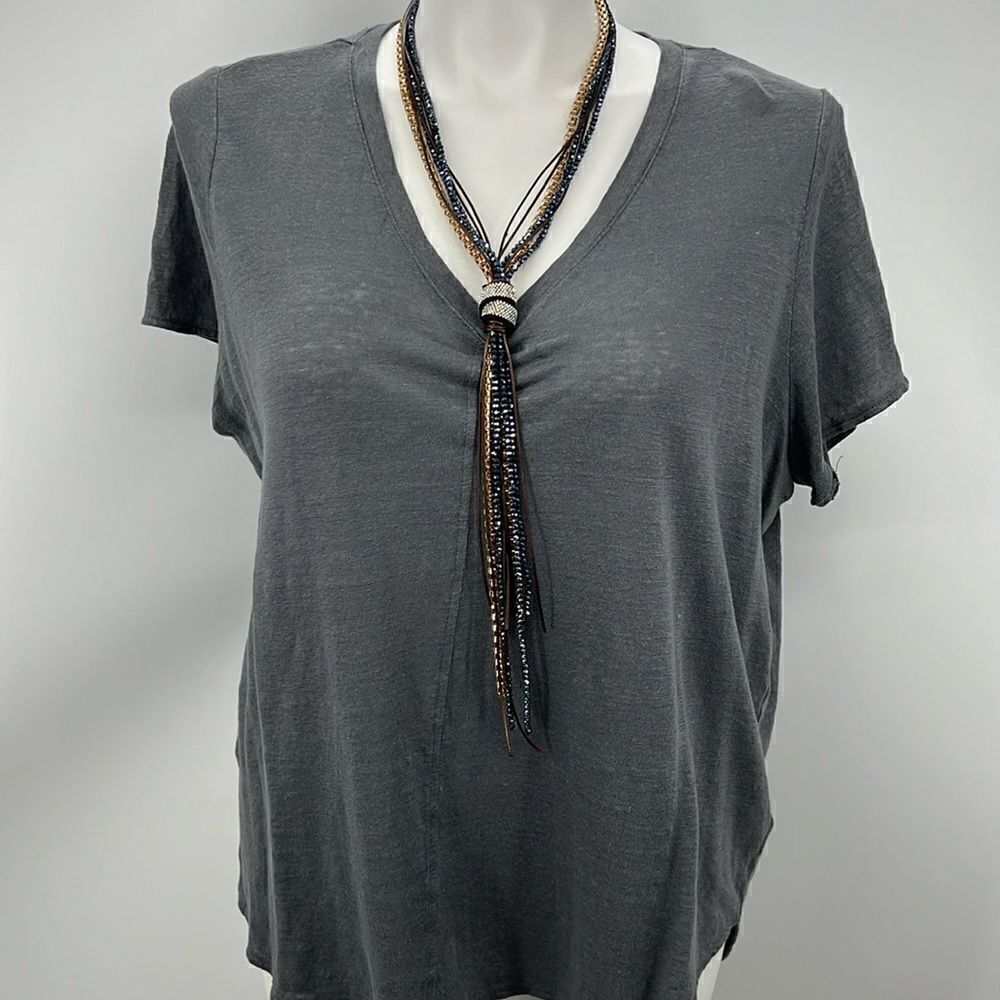 Tahari 100% linen short sleeve hi lo T-shirt 2X
